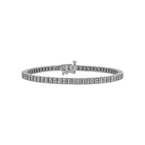 1 CTW Diamond 7-inch Tennis Bracelet in Rhodium Plated Sterling Silver