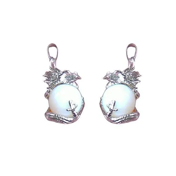 1 Pc Sea Opal Gemstone and Tibetan Silver Ice Dragon 35X20mm Charms Pendants