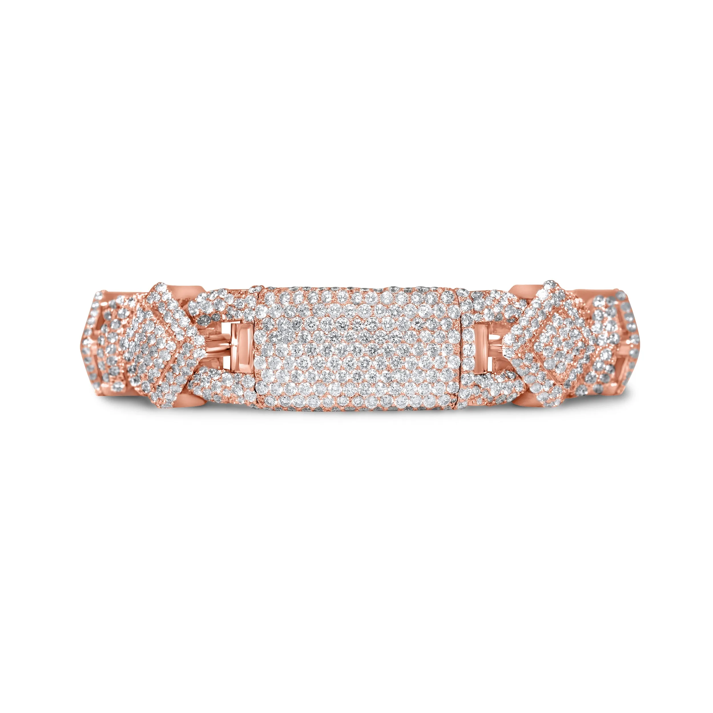 10k Rose Gold Square Infinity Link Asscher Diamond Bracelet 19.22 ctw