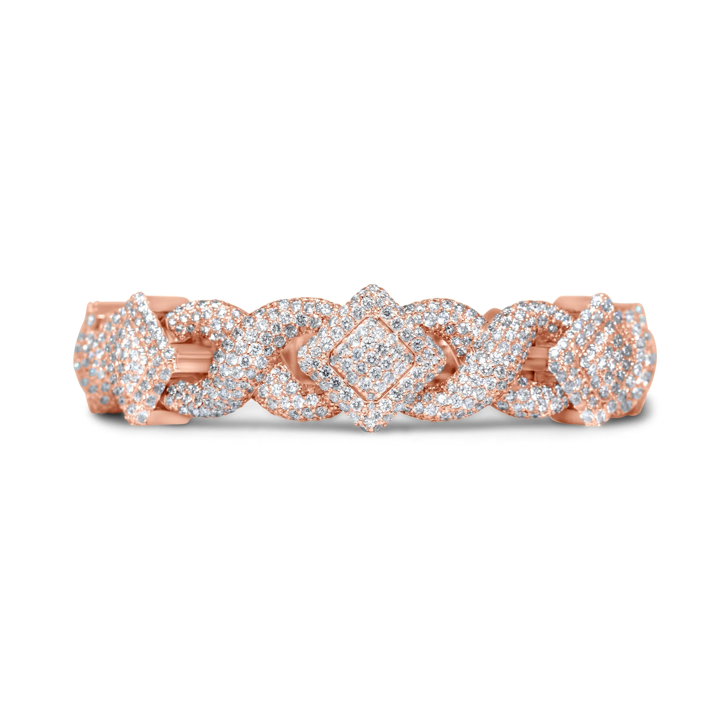 10k Rose Gold Square Infinity Link Asscher Diamond Bracelet 19.22 ctw