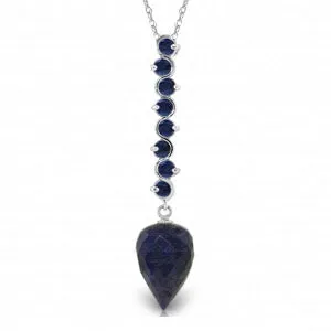 14.55 Carat 14K Solid White Gold Necklace Pointy Briolette Drop Sapphire