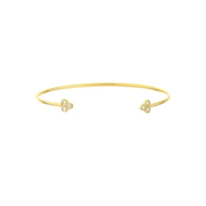 14K Gold 1/5tcw Diamond Trinity Ends Cuff Bangle