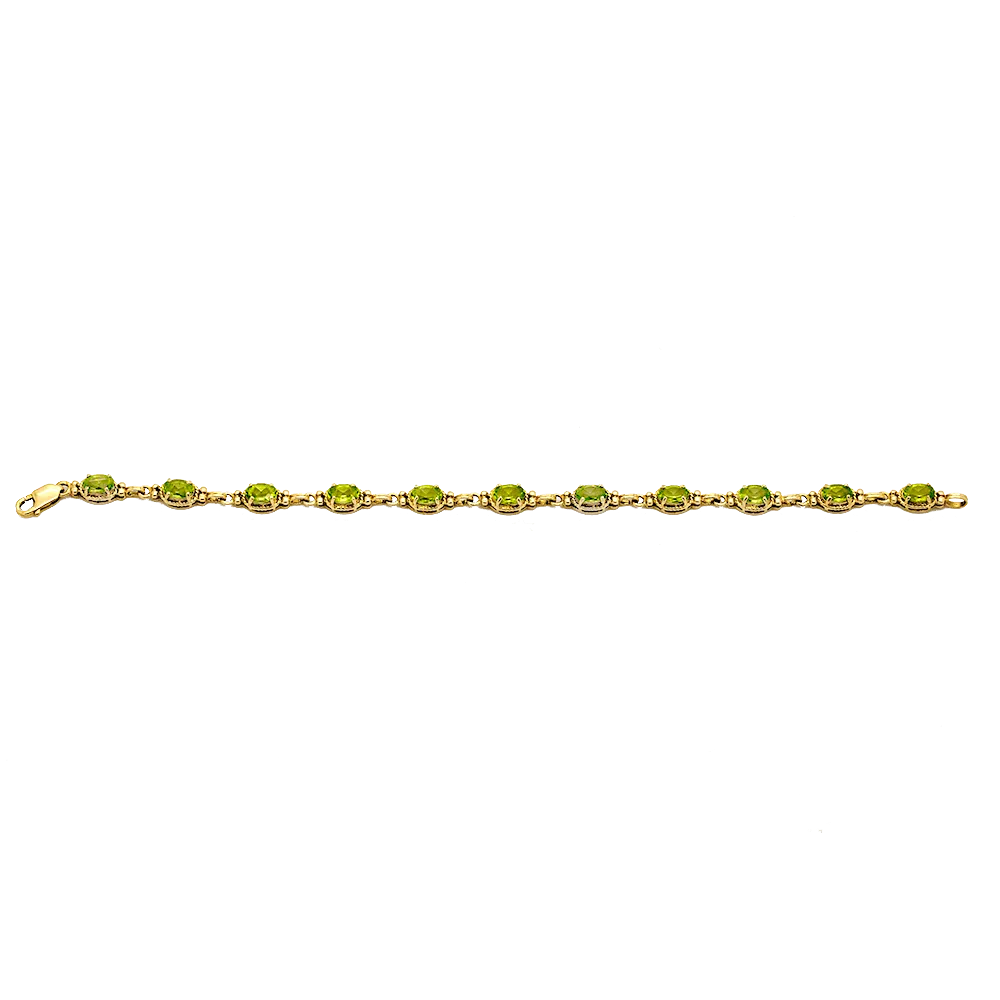 14K Gold & Brilliant Peridot Tennis Bracelet - 7"