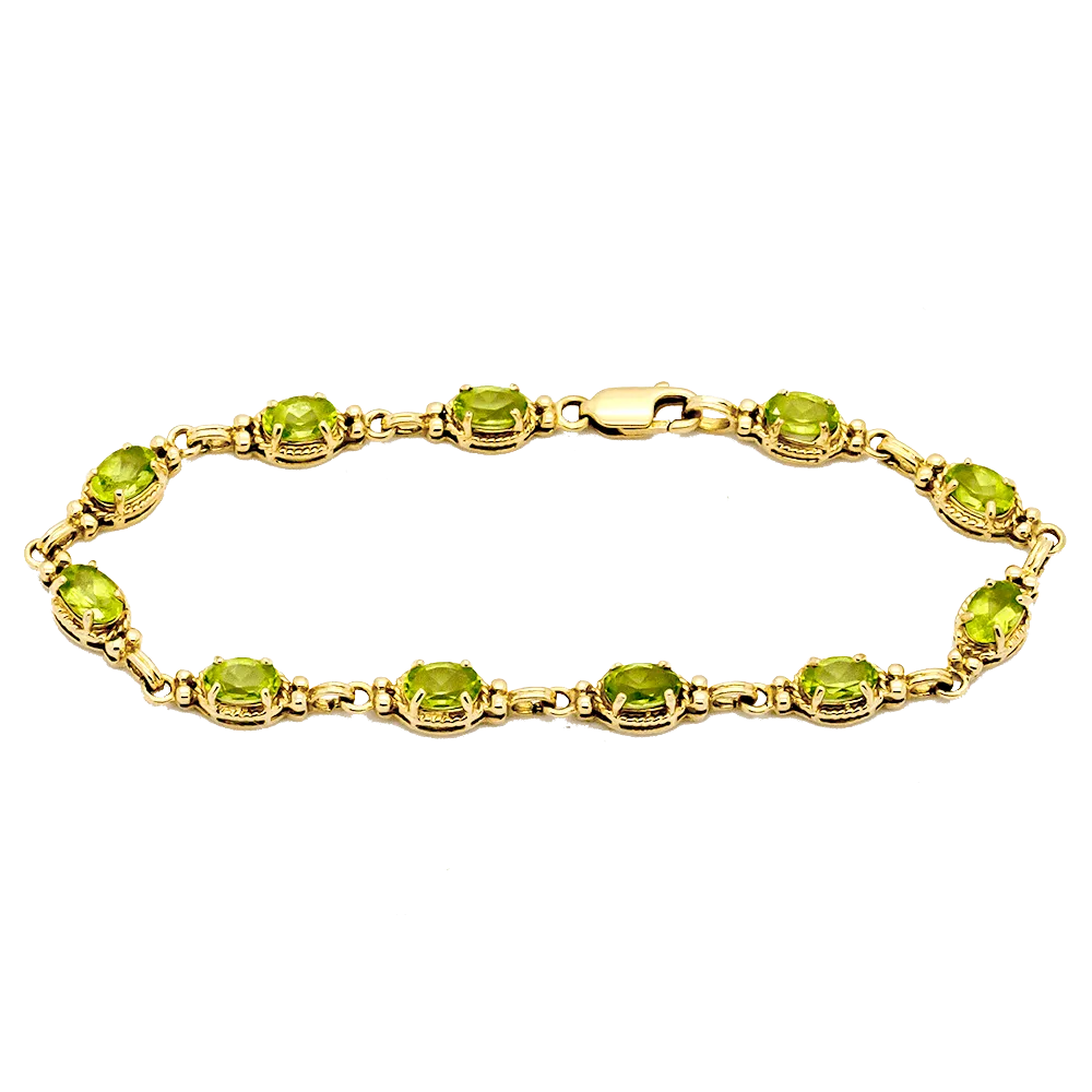 14K Gold & Brilliant Peridot Tennis Bracelet - 7"