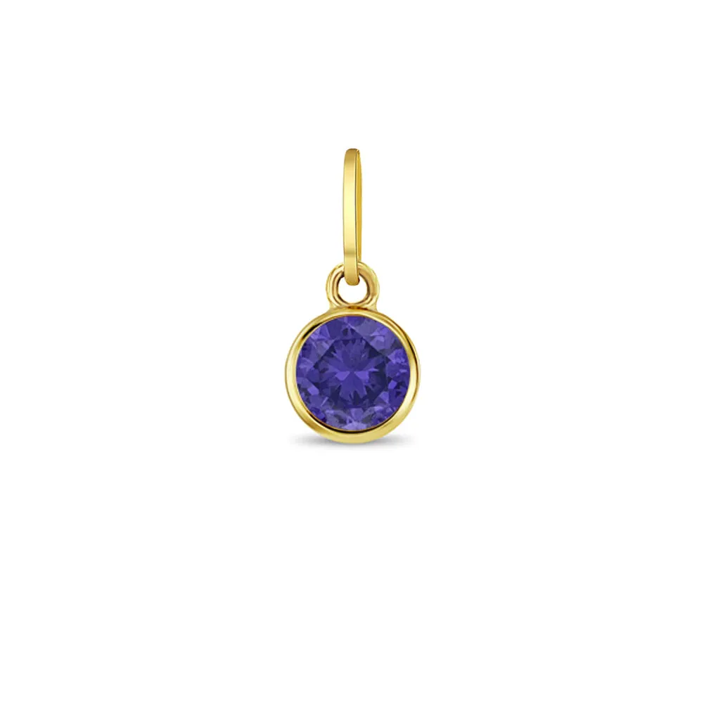 14k Gold Tiny Birthstone Cubic Zirconia 5mm Charm