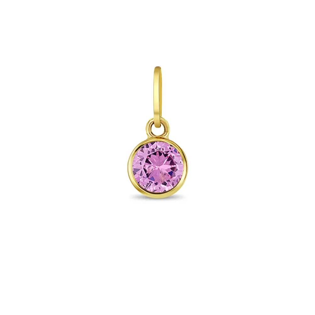 14k Gold Tiny Birthstone Cubic Zirconia 5mm Charm