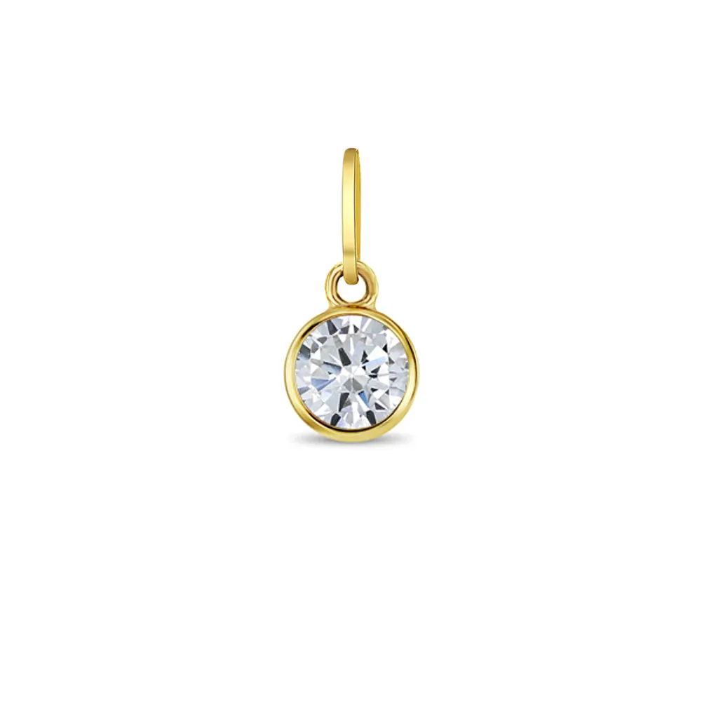 14k Gold Tiny Birthstone Cubic Zirconia 5mm Charm