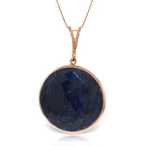 14K Solid Rose Gold Necklace w/ Checkerboard Cut Round Sapphire