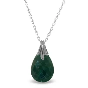 14K Solid White Gold Necklace w/ Natural Diamondyed Green Sapphire