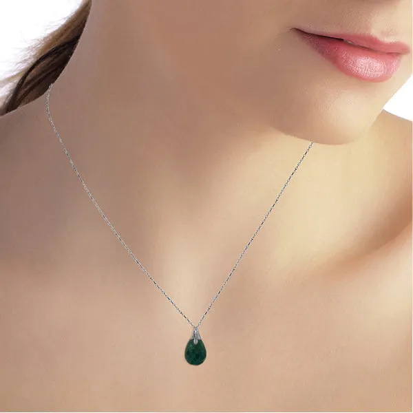 14K Solid White Gold Necklace w/ Natural Diamondyed Green Sapphire