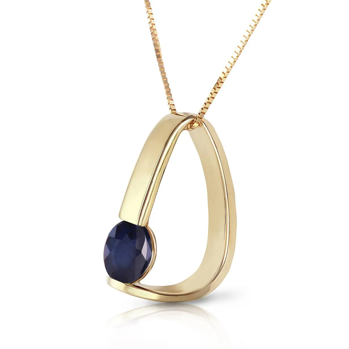 14K Solid Yellow Gold Modern Necklace w/ Natural Sapphire