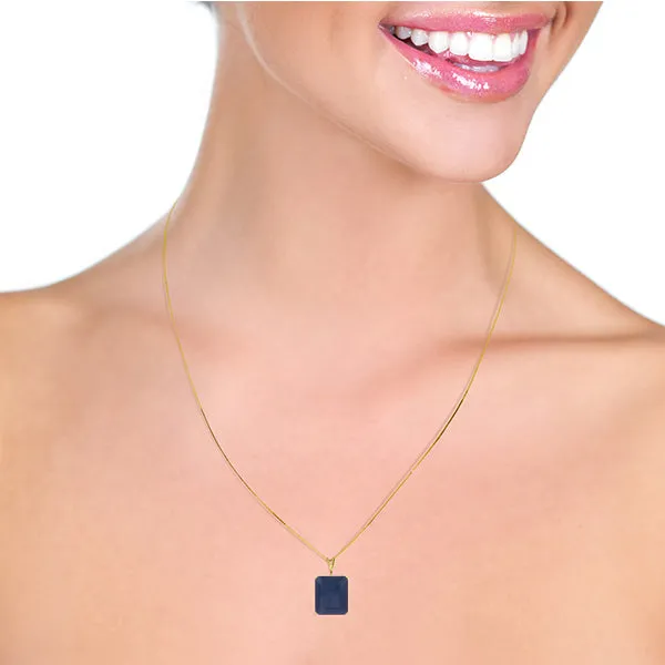 14K Solid Yellow Gold Necklace w/ Octagon Natural Sapphire