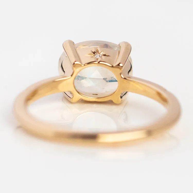 14K Stella Moonstone and Diamond Hidden Star Ring