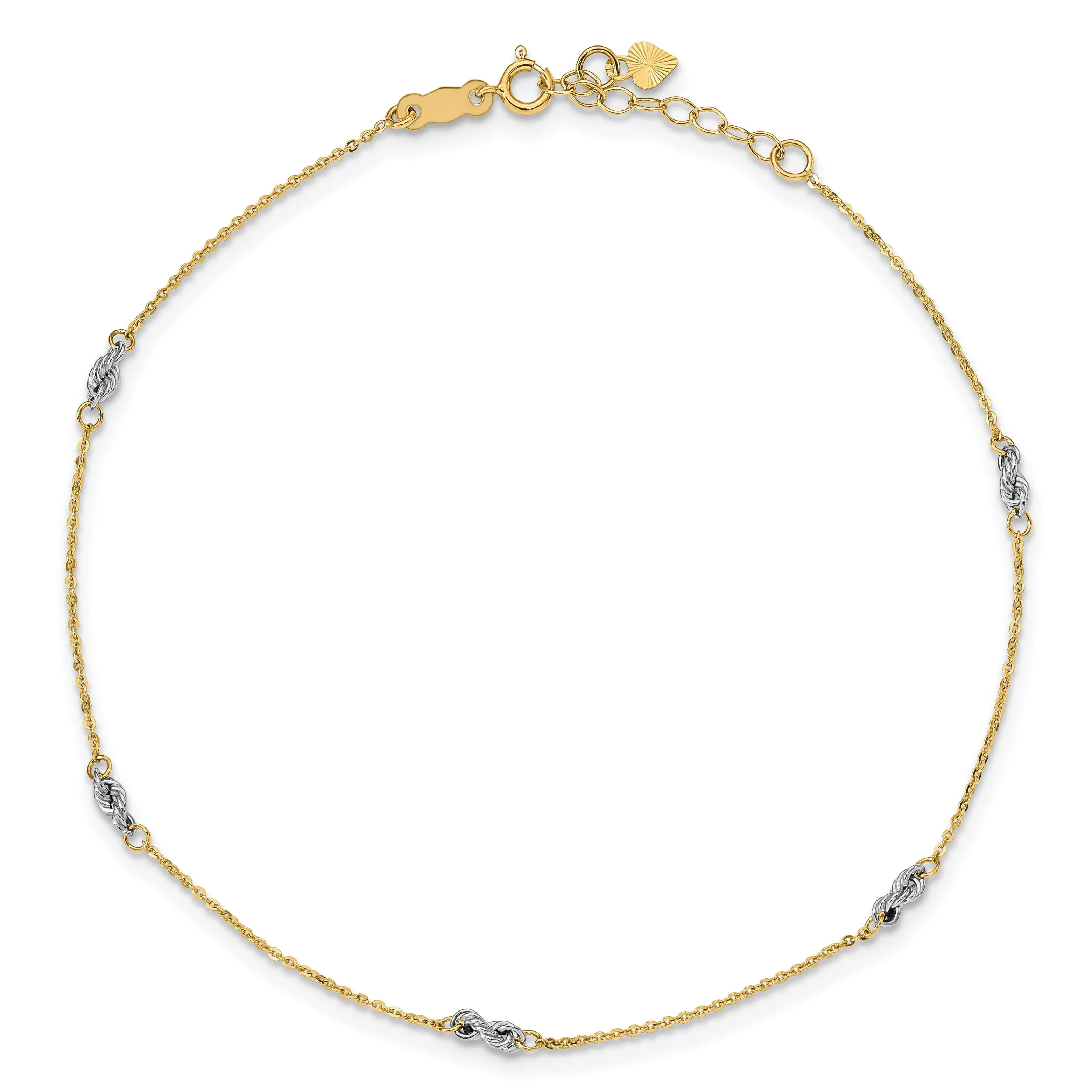 14k Two-tone Gold Cable Chain With Rope Chain Anklet