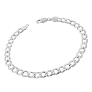 14K White Gold Filled High Polish Finsh 7mm Cuban Link Flat Chain Anklet for Women Men Curb Chain Ankle Bracelet for