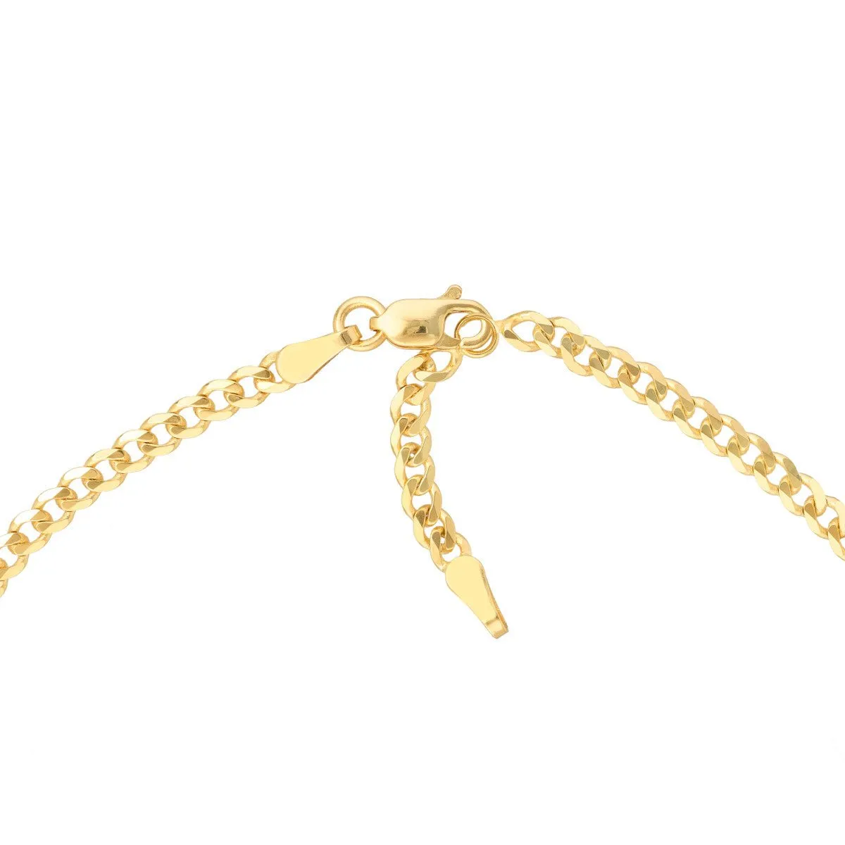 14K Yellow Gold Cross/Mary Dangles on Open Curb Chain Anklet