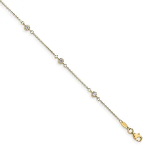 14k Yellow Gold C.Z Polished Anklet