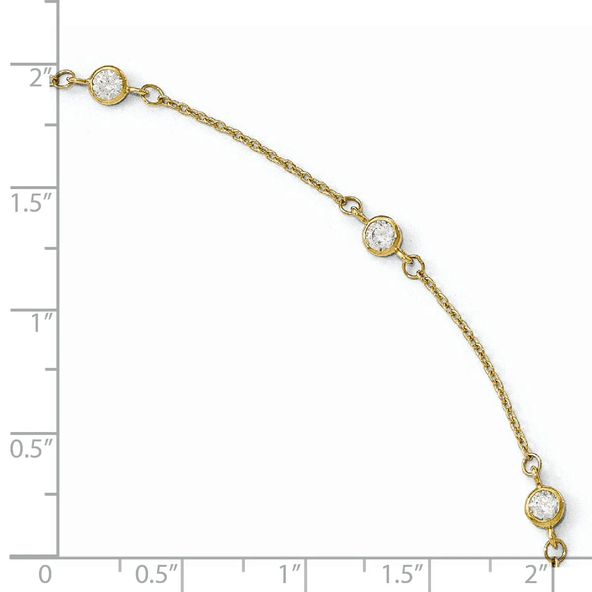 14k Yellow Gold C.Z Polished Anklet