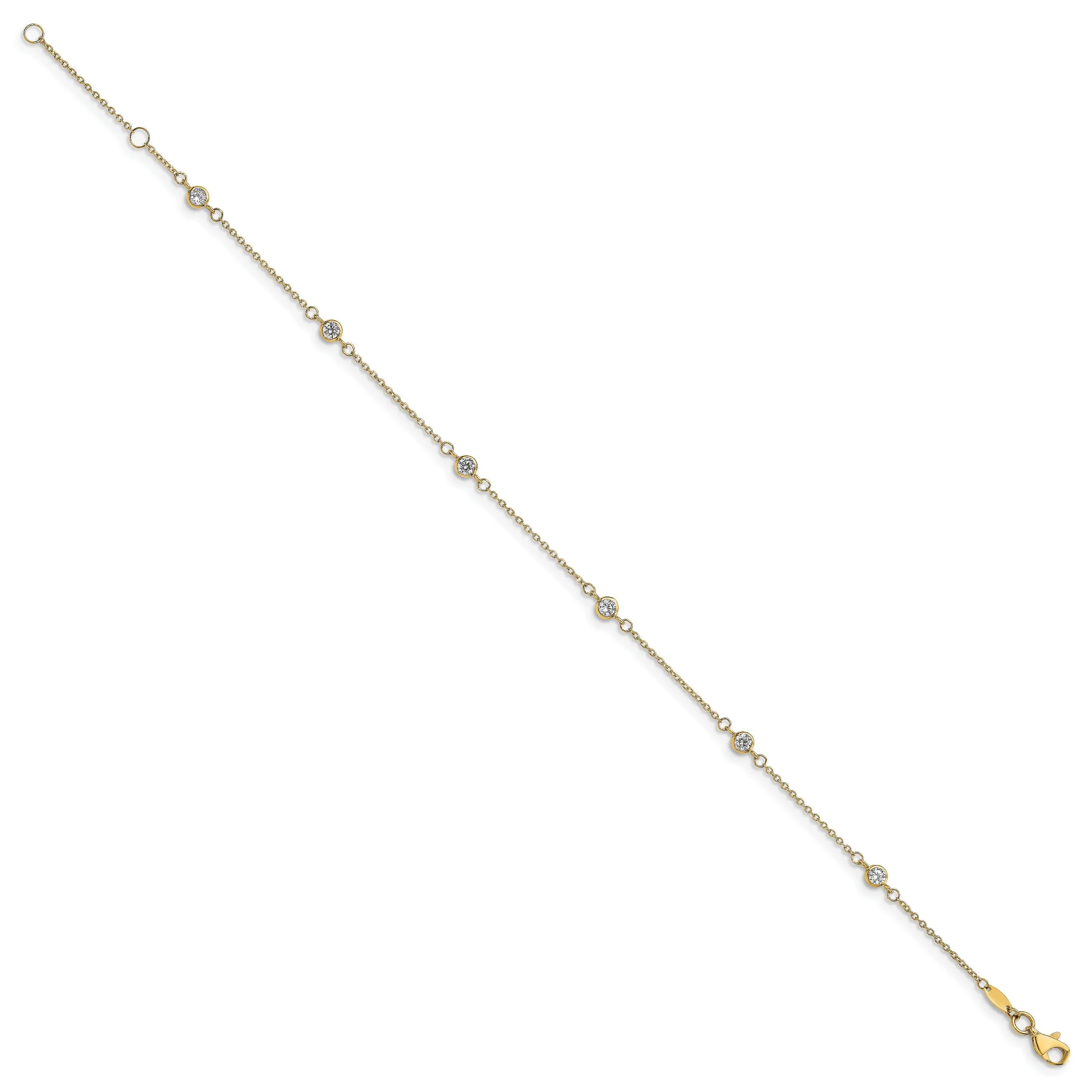 14k Yellow Gold C.Z Polished Anklet