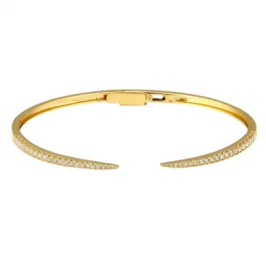 14K Yellow Gold Diamond Open Claw Cuff Bangle