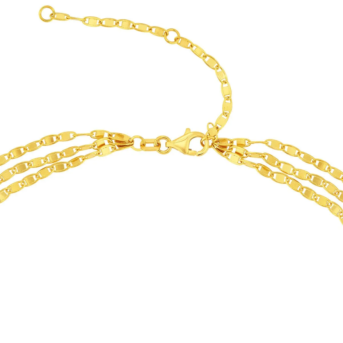 14K Yellow Gold Triple Twist Mariner Layered Anklet