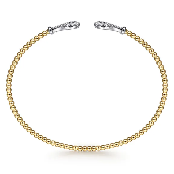 14K Yellow-White Gold Bujukan Diamond Teardrops Bangle