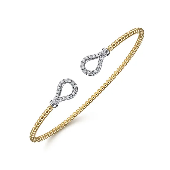 14K Yellow-White Gold Bujukan Diamond Teardrops Bangle