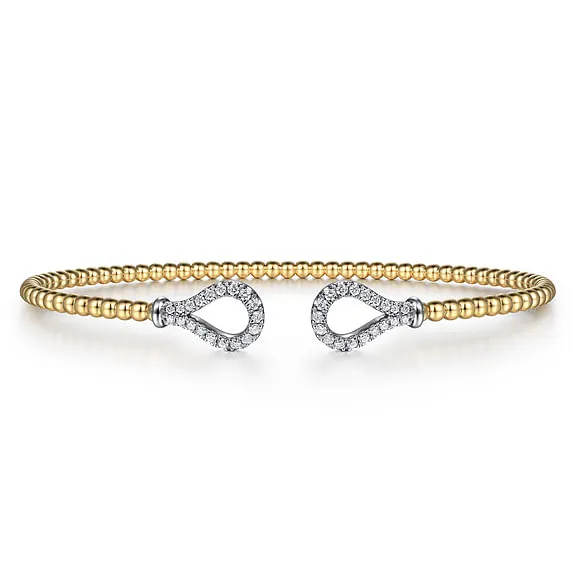 14K Yellow-White Gold Bujukan Diamond Teardrops Bangle