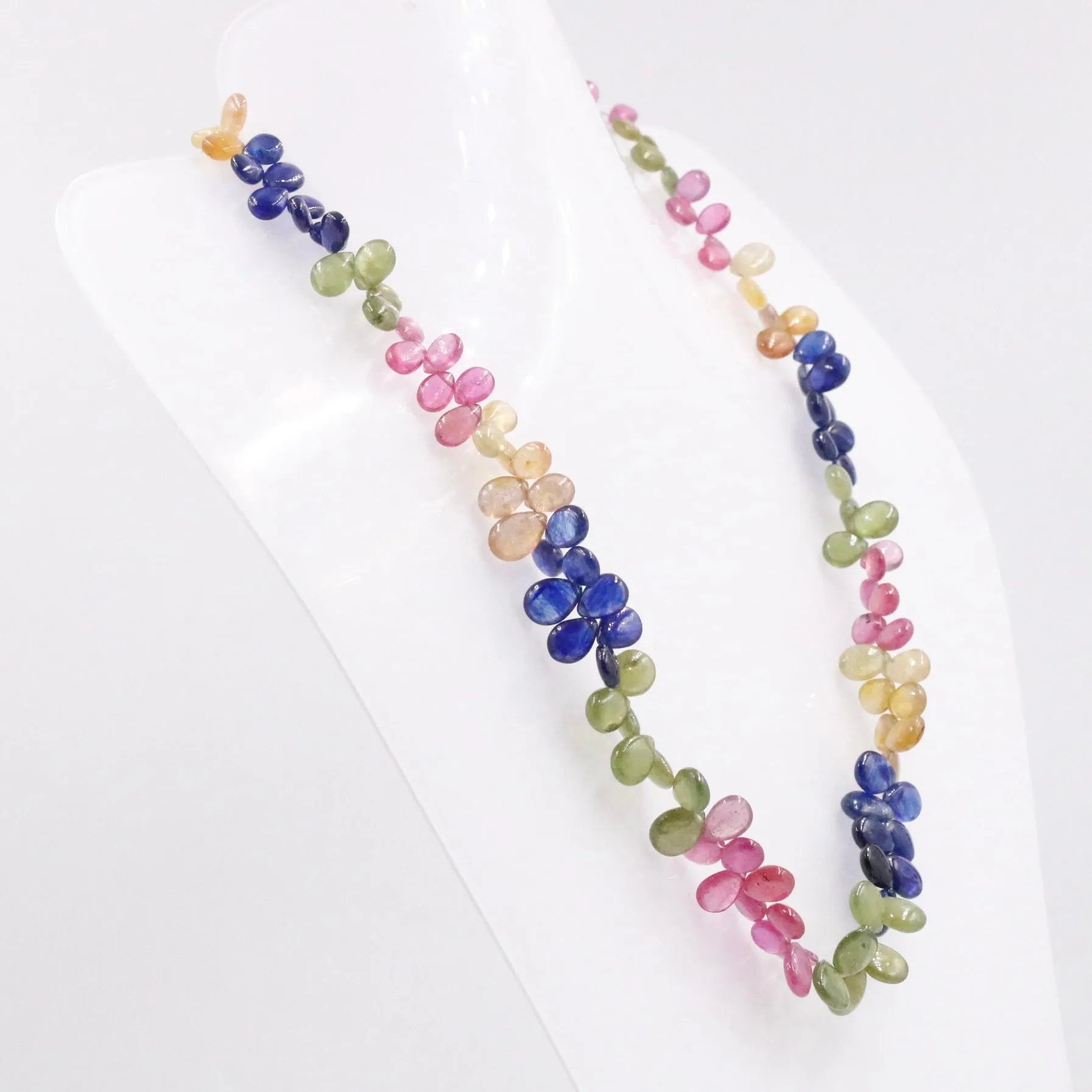 14KY MultiColor Sapphire Necklace Polished Gemstone Drop Necklace Gemstone Necklace Sapphire Necklace SKU 6143141