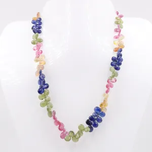 14KY MultiColor Sapphire Necklace Polished Gemstone Drop Necklace Gemstone Necklace Sapphire Necklace SKU 6143141