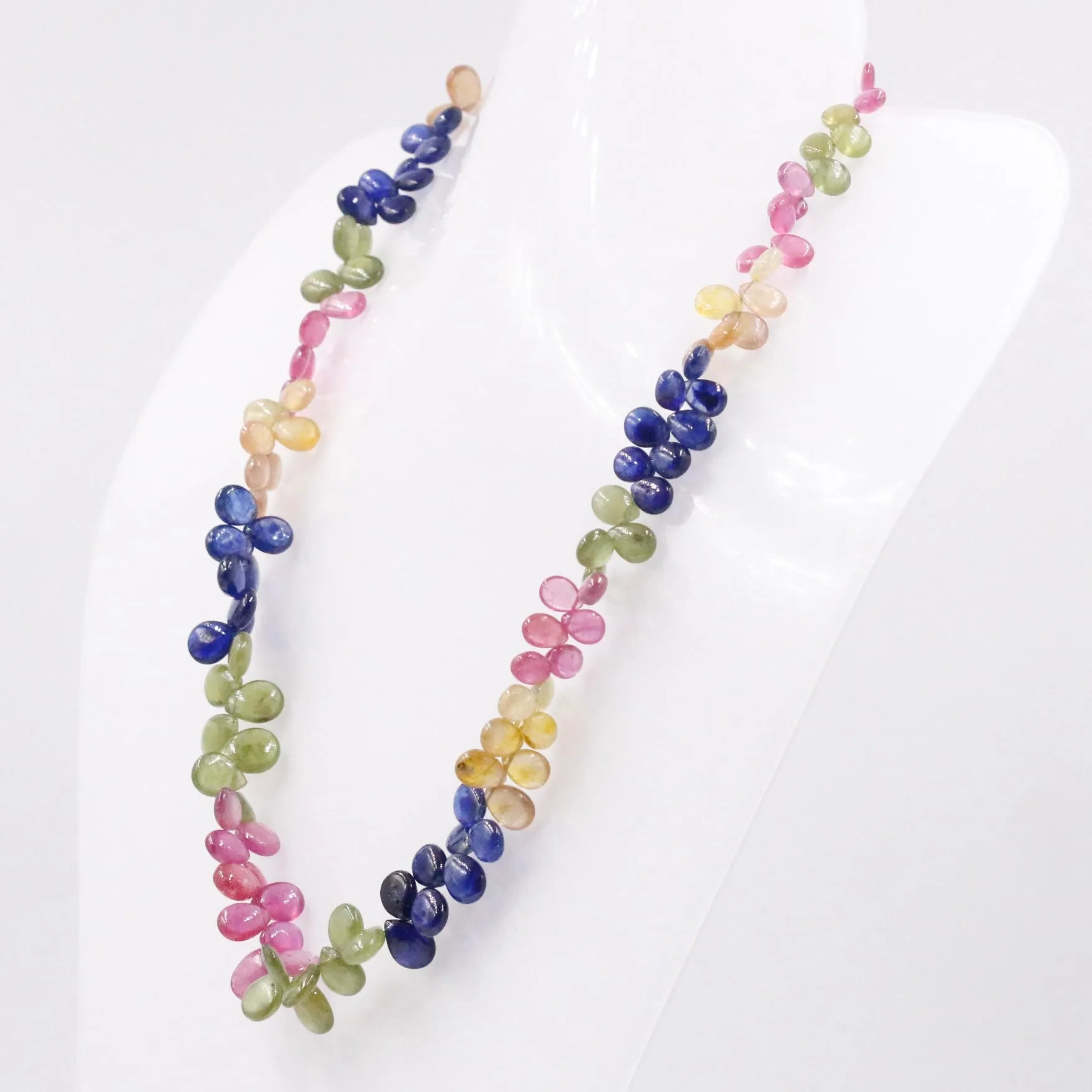 14KY MultiColor Sapphire Necklace Polished Gemstone Drop Necklace Gemstone Necklace Sapphire Necklace SKU 6143141