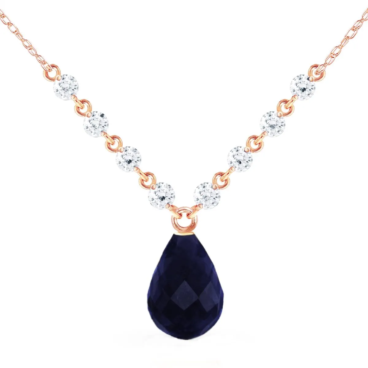 15.6 Carat 14K Solid Rose Gold La Buena Vida Sapphire Diamond Necklace