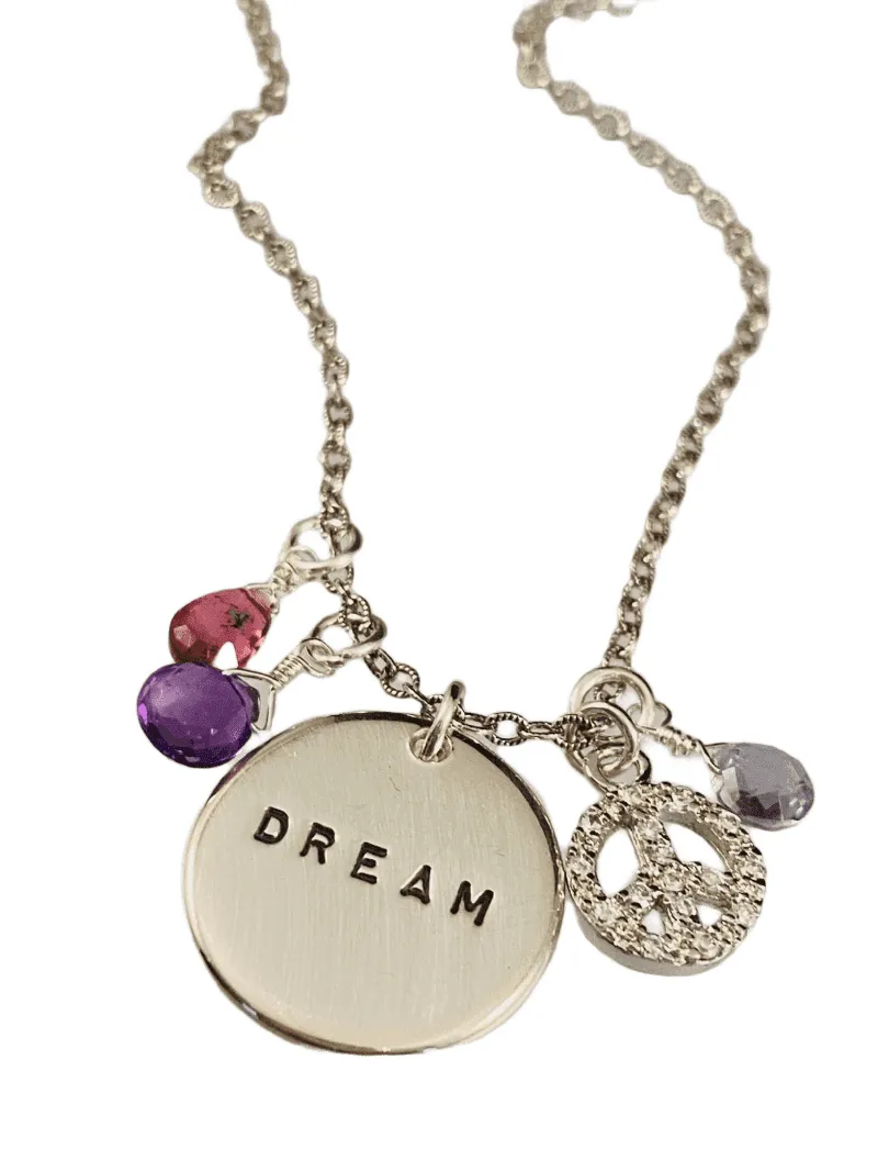 16” Dream & Peace Gemstone Charm Necklace