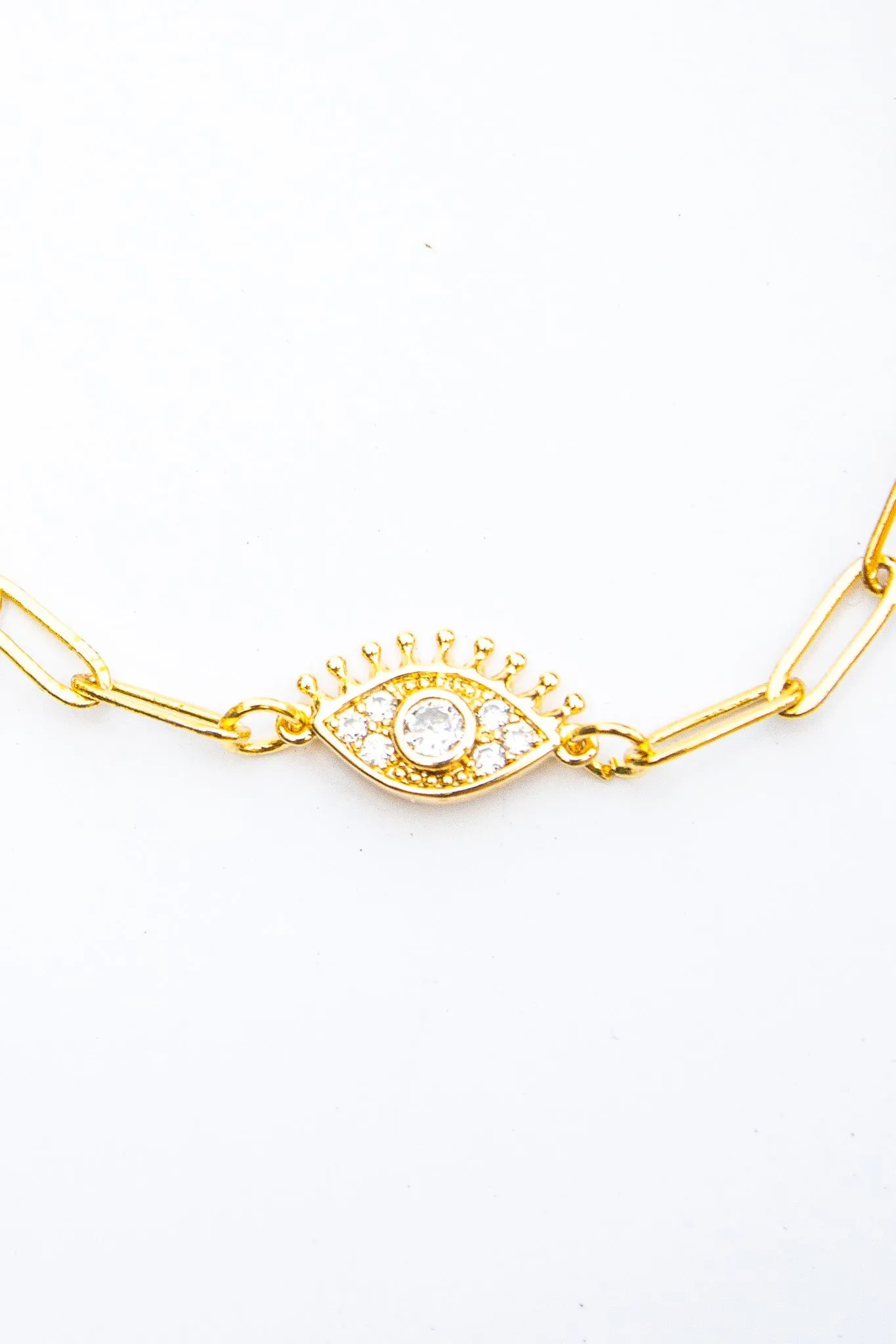 18K Link Dainty Evil Eye Bracelet