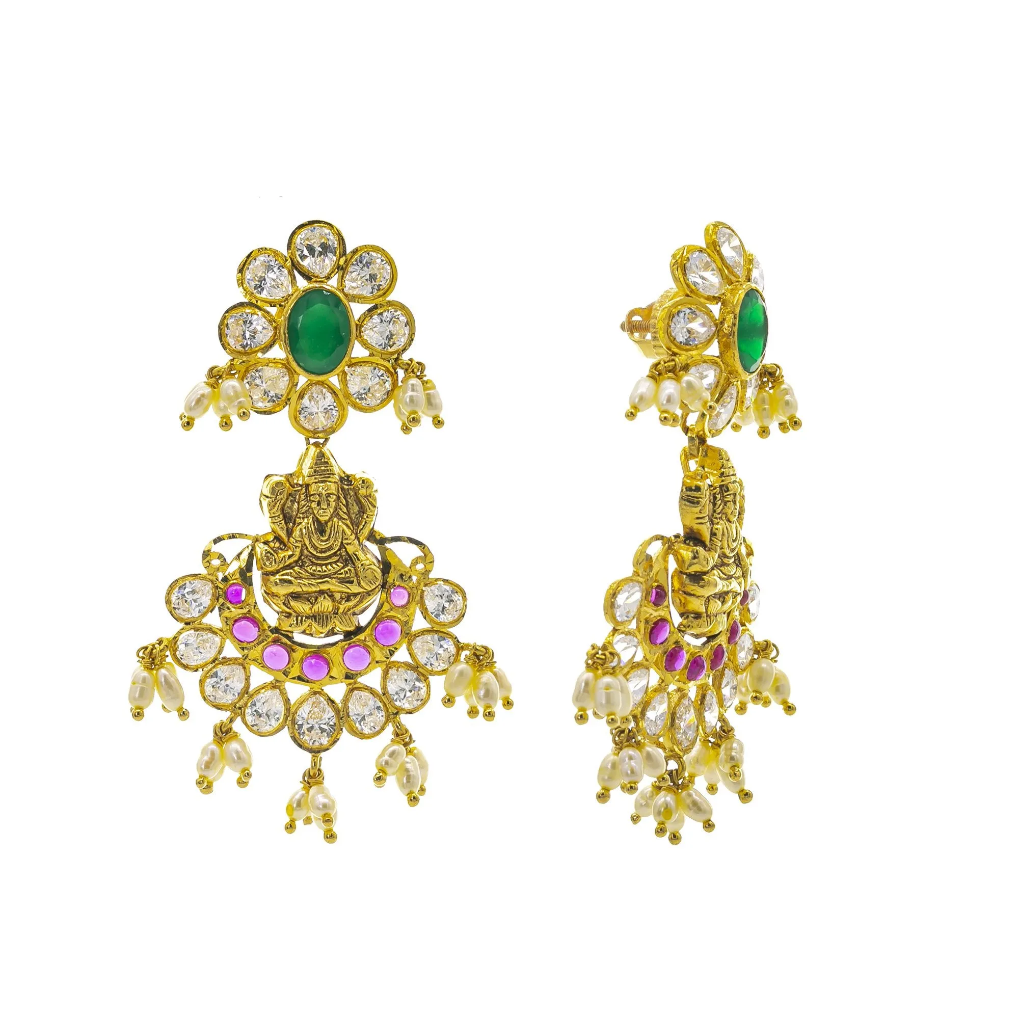 22K Gold Jeweled Laxmi Temple Set