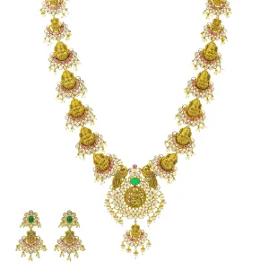 22K Gold Jeweled Laxmi Temple Set