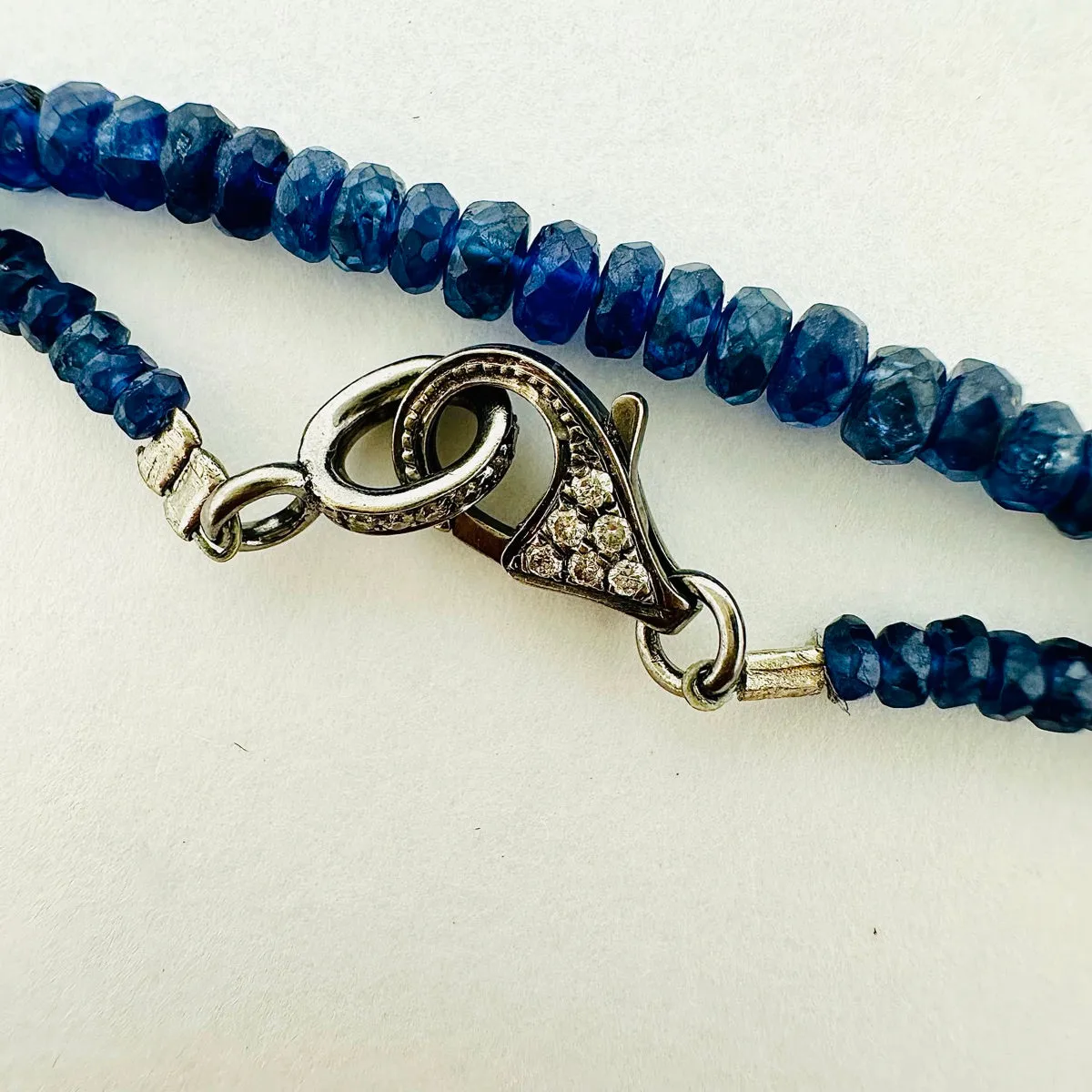 38" Sapphire Bead Necklace with Sapphire Ball Element