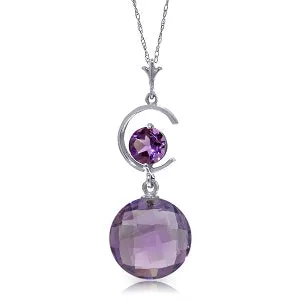 5.8 Carat 14K Solid White Gold Dark Leaves Amethyst Necklace