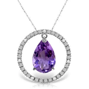 6.6 Carat 14K Solid White Gold Diamond Amethyst Circle Of Love Necklace