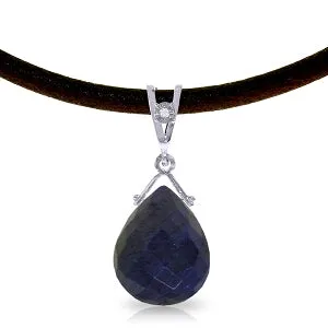 7.81 Carat 14K Solid White Gold Love Sappho Sapphire Diamond Necklace