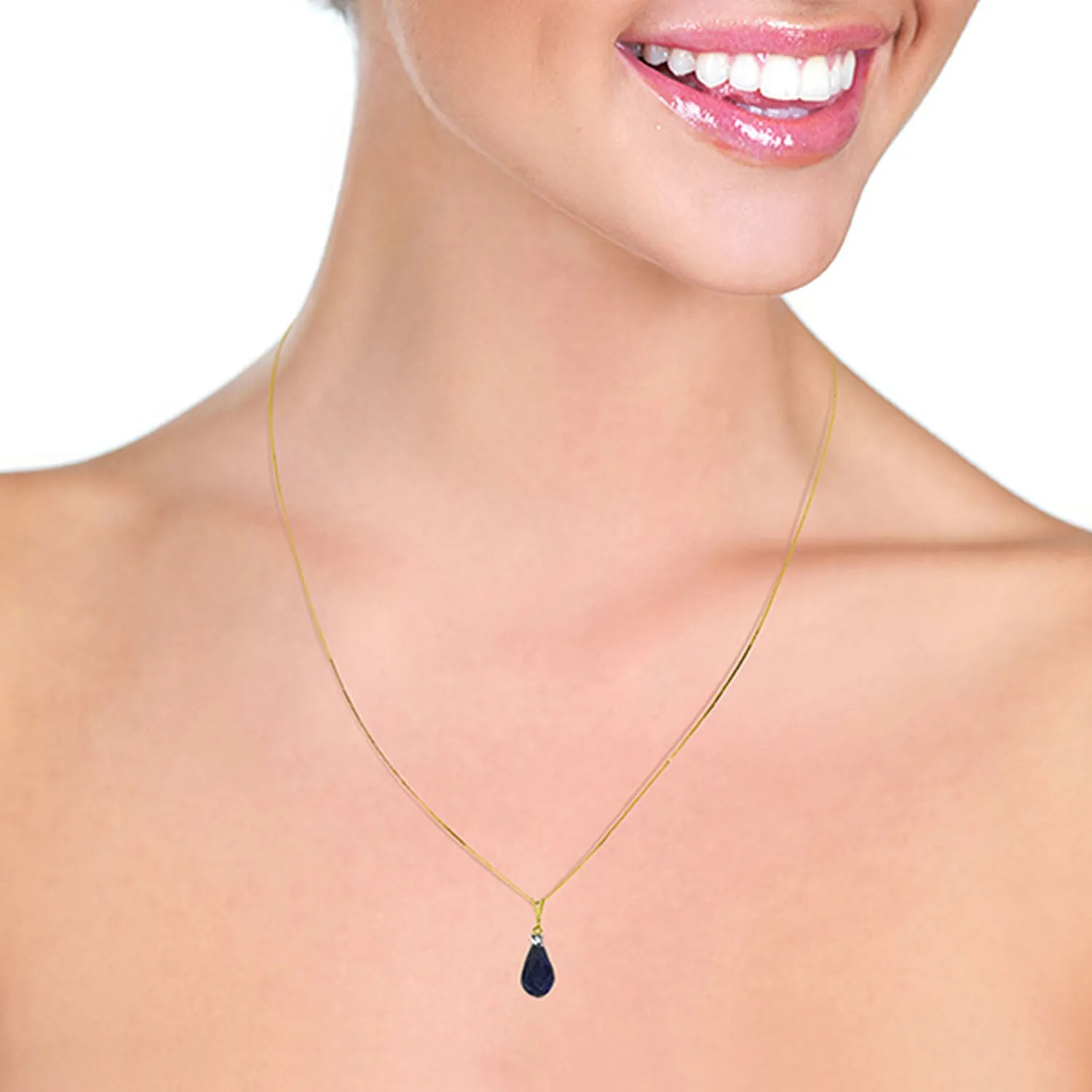 8.85 Carat 14K Solid YELLOW Gold Delicate Night Sapphire Diamond Necklace