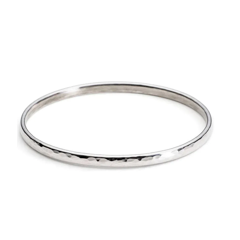 925 Silver Hammered Bangle - 6mm