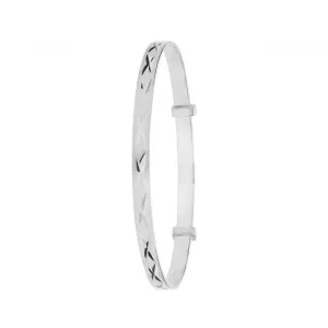 Acotis Silver Babies Expandable Bangle with Round Dia Cut Design G4359