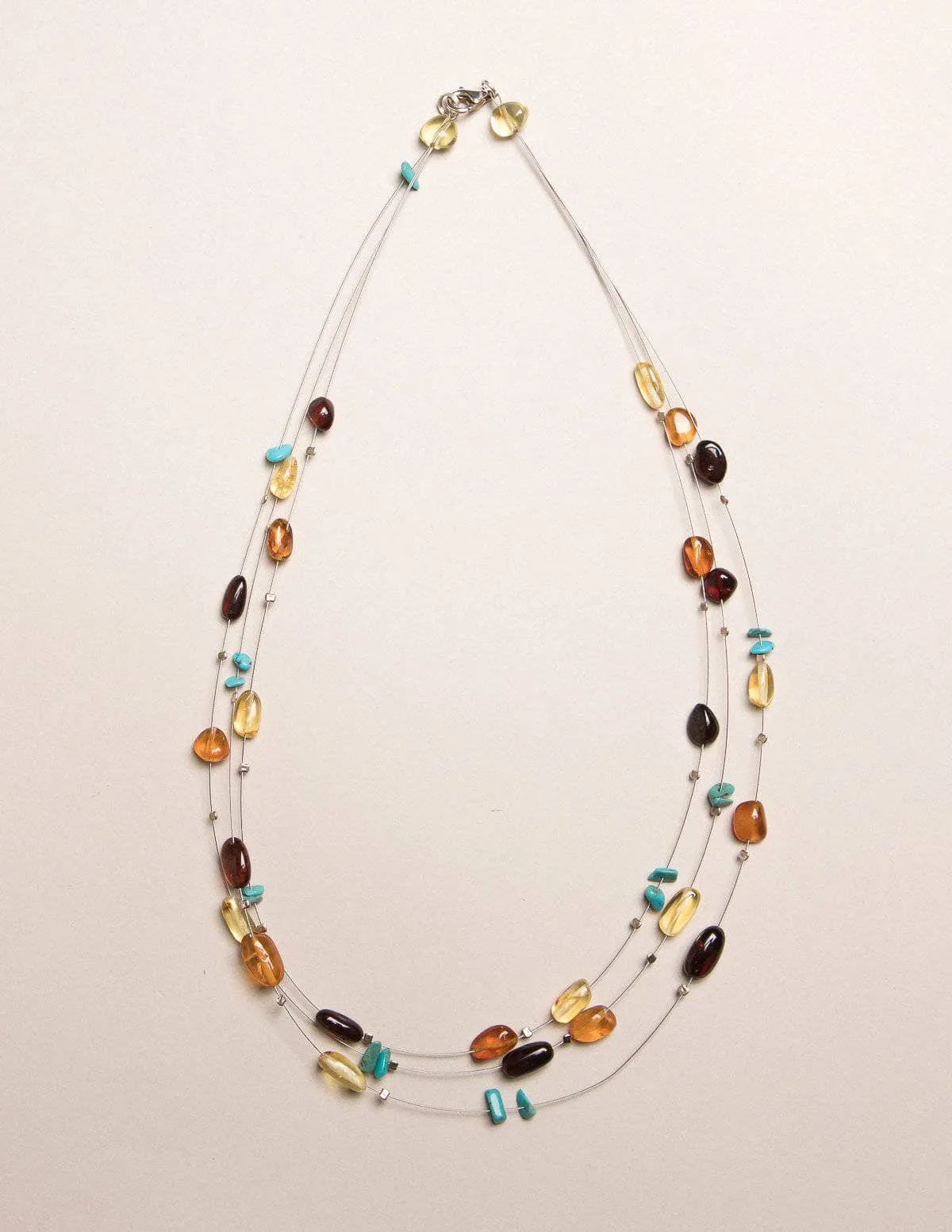 Airy Amber and Turquoise Necklace