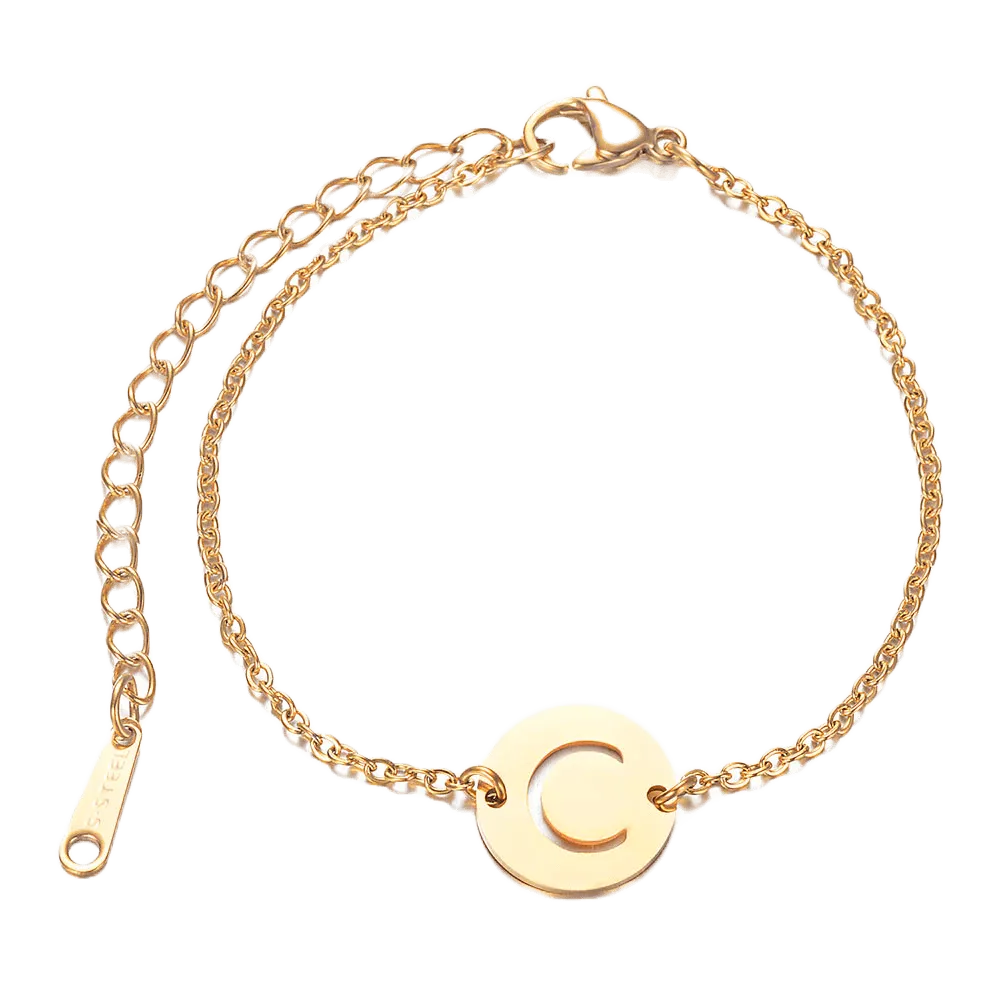 Alphabet Bracelet Gold Plated - Letter C