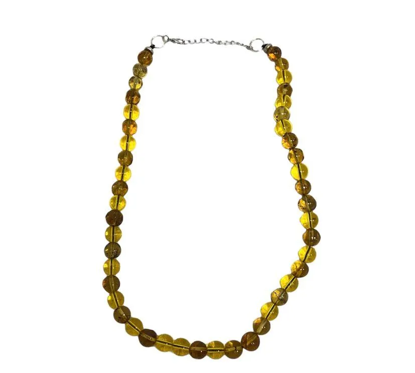 Amber Beaded Necklace with Earring