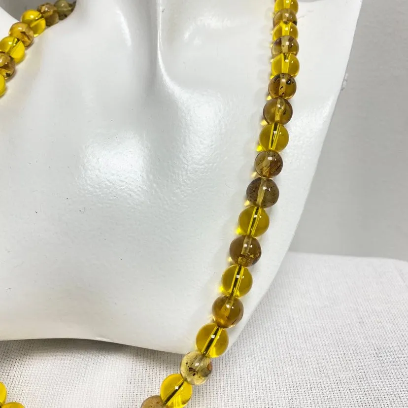 Amber Beaded Necklace with Earring