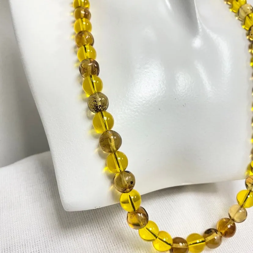 Amber Beaded Necklace with Earring