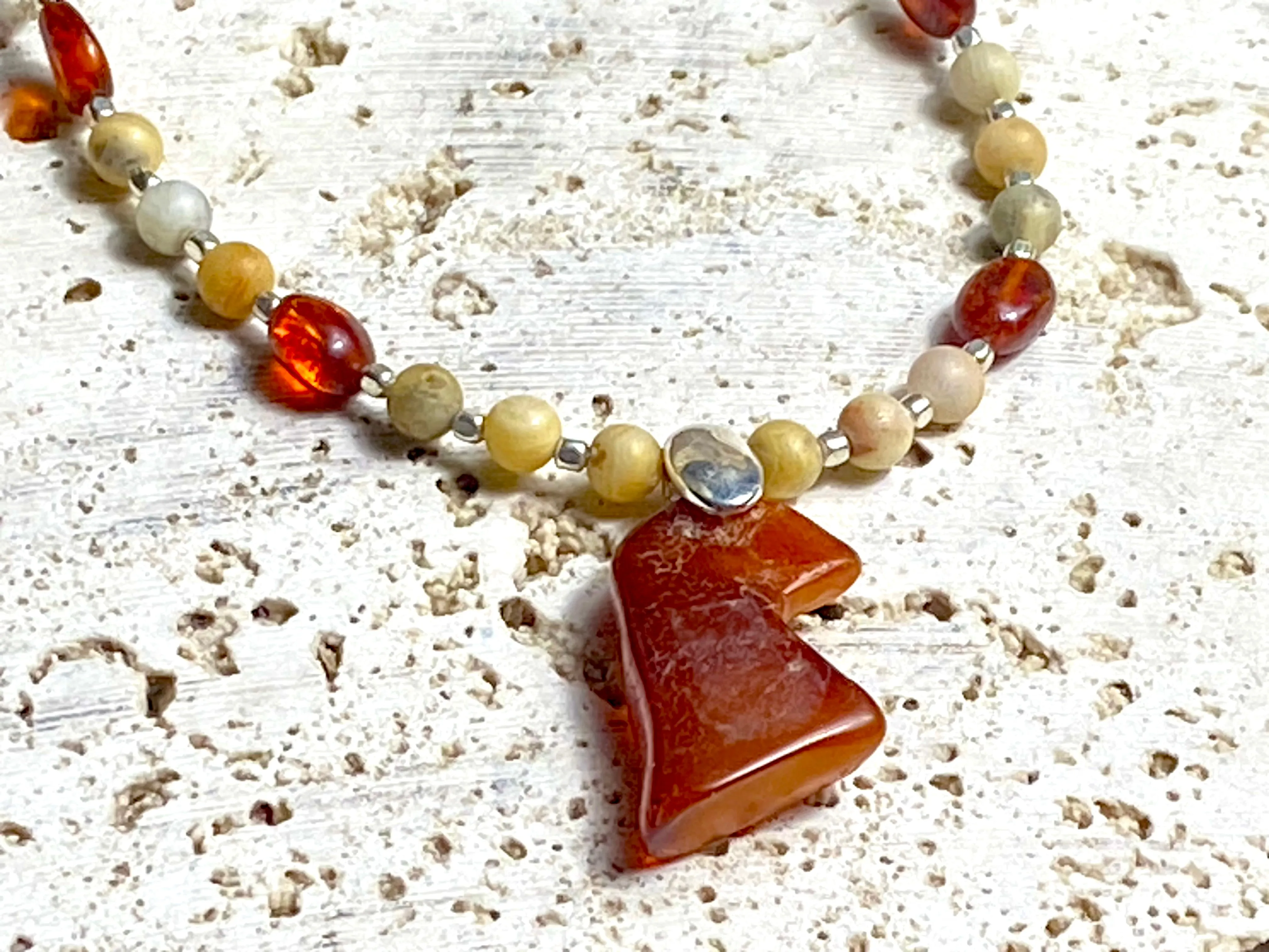 Amber Jasper Fetish Necklace