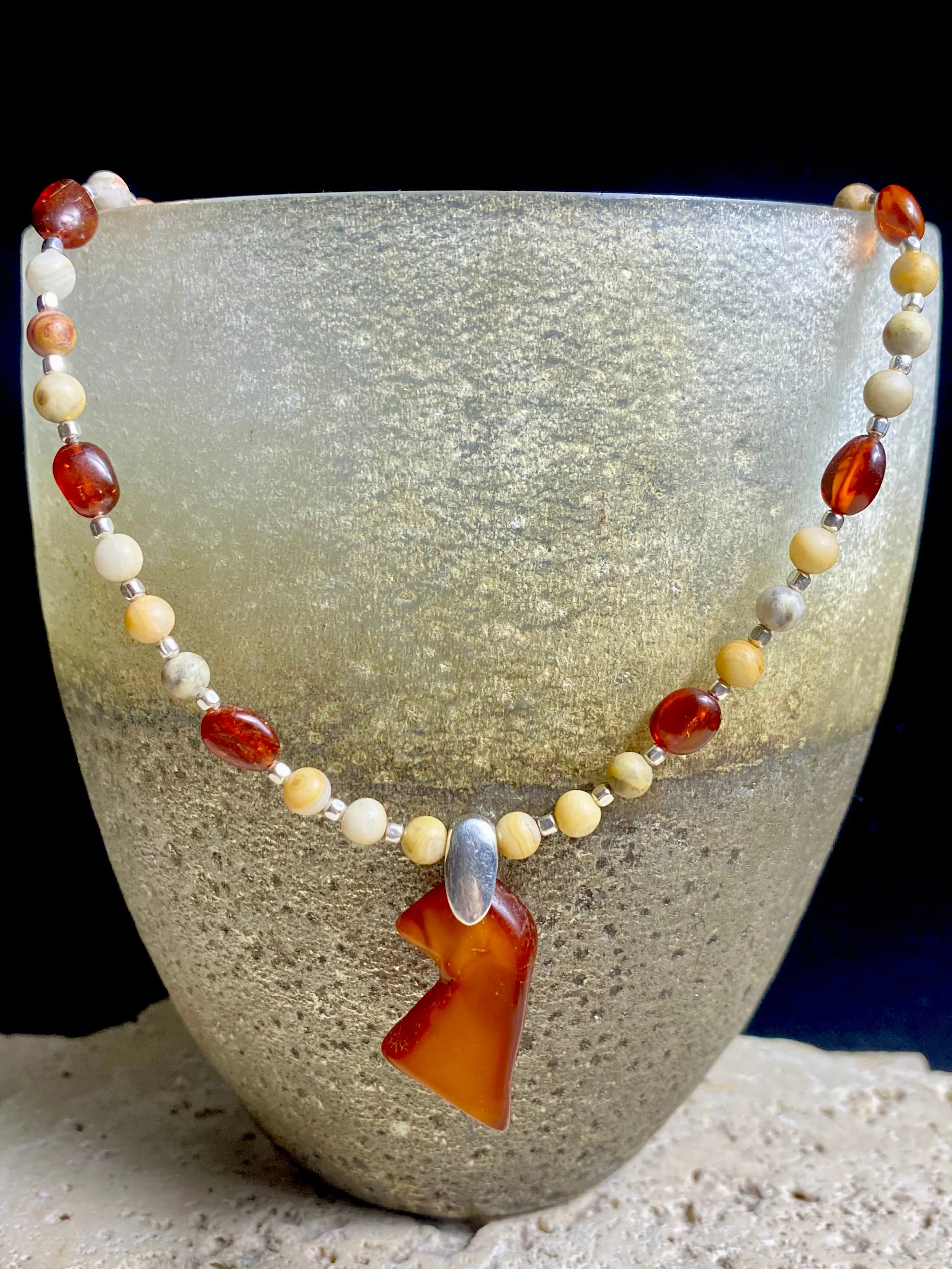 Amber Jasper Fetish Necklace